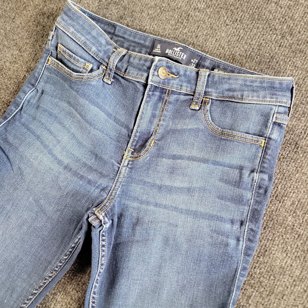 Hollister Mid Rise Super Skinny Jeans Womens 5l 27x32 Blue Medium Wash